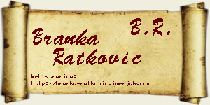Branka Ratković vizit kartica